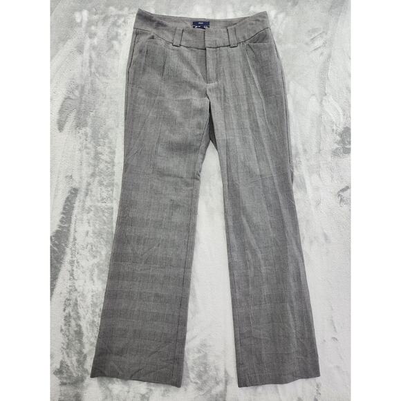 GAP Curvy Fit Mid Rise Flared Leg Trouser Pants Size 6 Gray Plaid Office Career - Picture 1 of 12